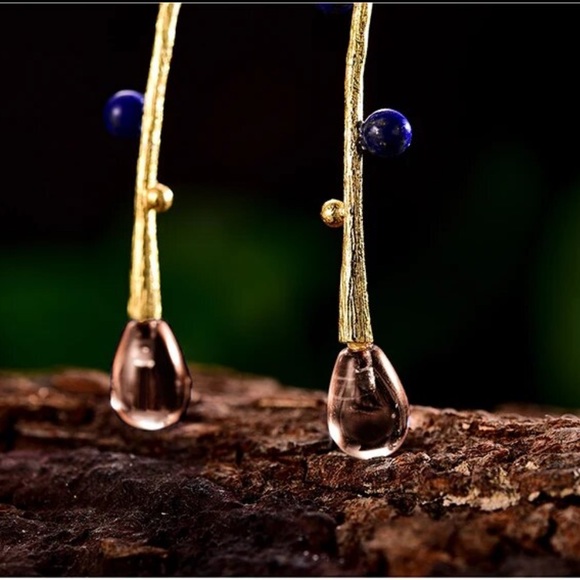 Artisan Handmade Natural Lapis 925 Silver The Zehuva Earrings - Picture 5 of 7